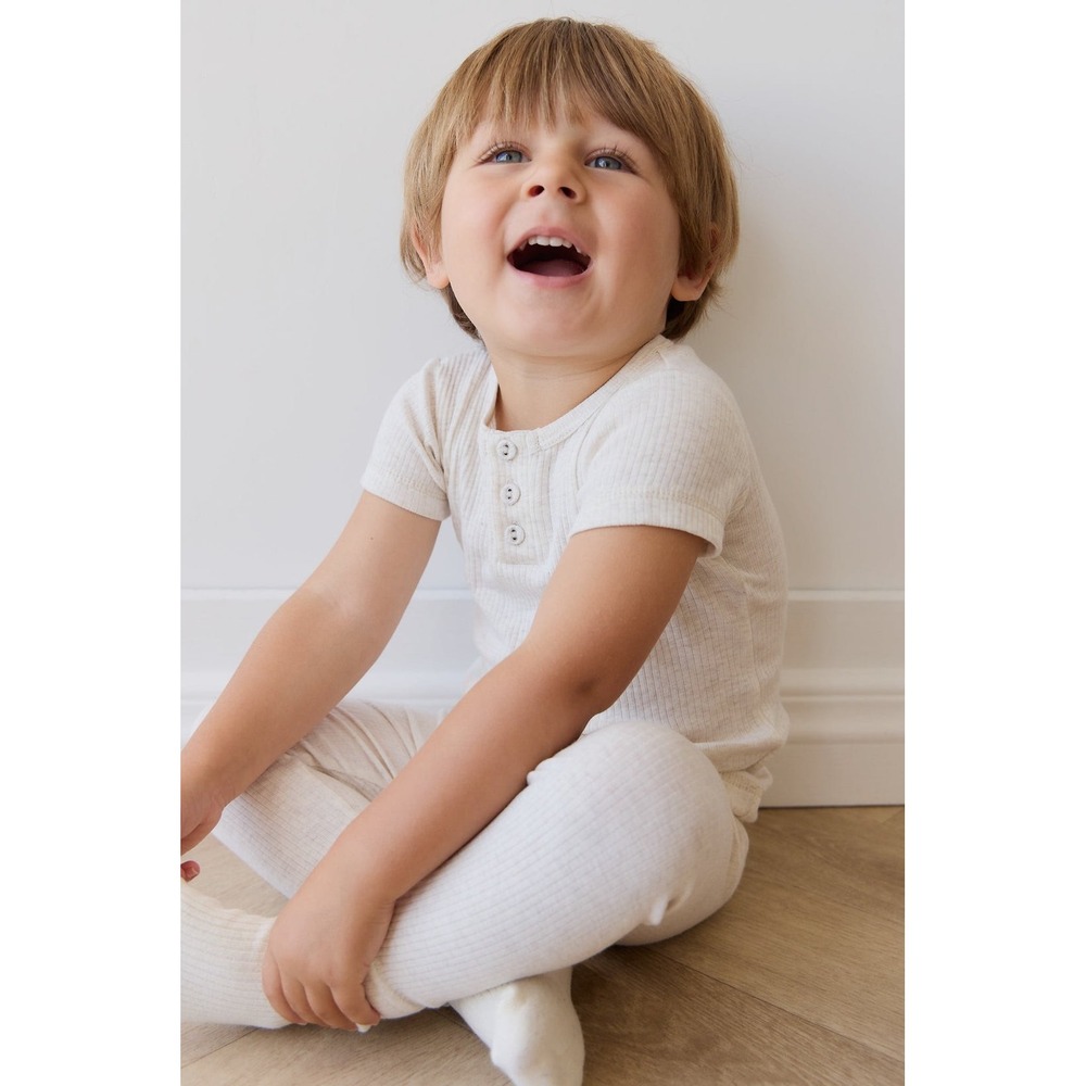 Jamie Kay Ribbed Henley Tee Organic Cotton Blend Short Sleeve‎ Top Size 5Y